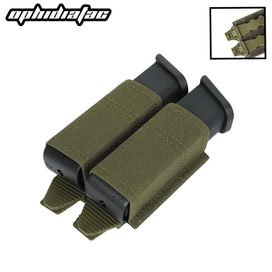 OPHIDIAN MOLLE Mag Pouch FAST 9MM Double Mag Bag Hunting CS Games Air soft Holder With Nylon Support Clip