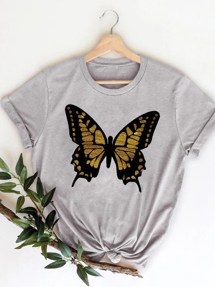 Summer Clothing leopard love heart sweet Fashion Women Tee T-shirts Casual Short Sleeve Regular Female Graphic T Shirt Clothes