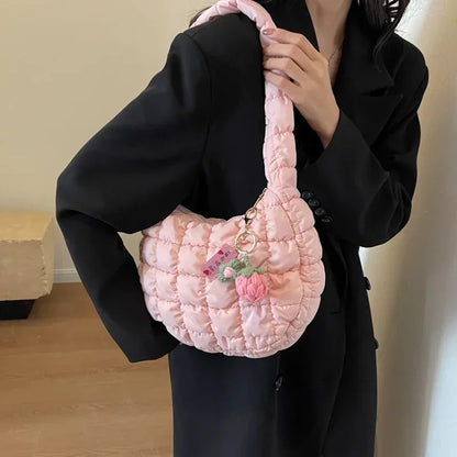 Women's Bag Korean Version Sweet Girly Style Shoulder Bag Fashion Casual Bubble Dumpling Bag Fold Cloud Bags Fashion Exquisite