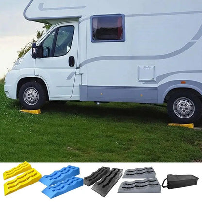 2Pcs RV Leveling Ramps Wheel Chocks Car Tire Anti-Skid Pad For Stabilizing Camper Or Trailer Leveler With Oxford Bag