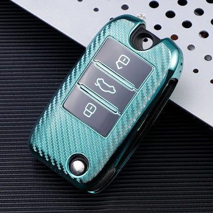 TPU Carbon Fiber Car Flip Key Case Cover Bag Holder Keychain for Roewe RX5 MG3 MG5 MG6 MG7 MG ZS GT GS 350 360 750 W5