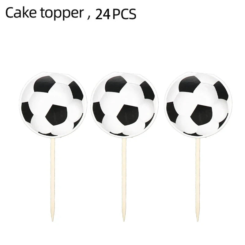White Football Birthday Party Decorations Soccer Disposable supplies Tablecloth bag balloons children favors Kids Boys Baby game