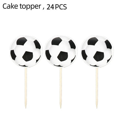 White Football Birthday Party Decorations Soccer Disposable supplies Tablecloth bag balloons children favors Kids Boys Baby game