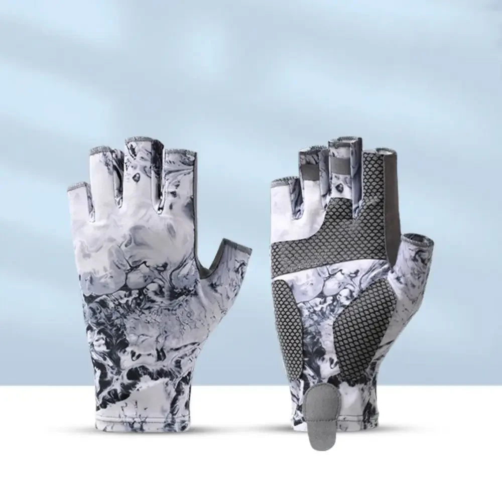 2pcs Elastic Fishing Gloves Profession Breathable Sweat-absorbent Men Cycling Gloves Anti-slip Sun Protection Fingerless Gloves