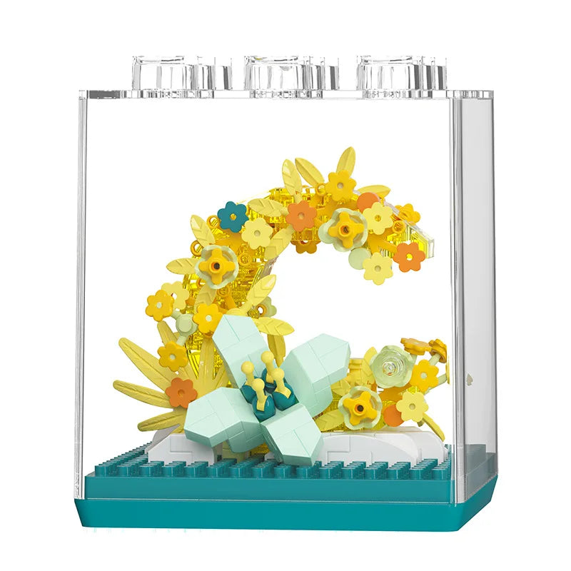 New product 7345-7348 Star Flower Language Rainbow Bouquet Assembled Toys Girls Rose Building Block Ornaments