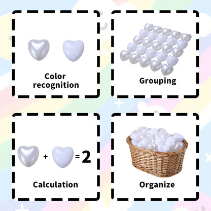 5.5cm 50/100pcs Eco-Friendly Ball Pit Balls Colourful Heart shape with Net Bag for Kids Water Pool Outdoor Tents Toys