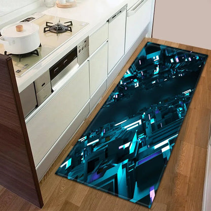 Sci-fi Geometric Square Pattern Home Kitchen Floor Mat Door Front Decoration Floor Mat