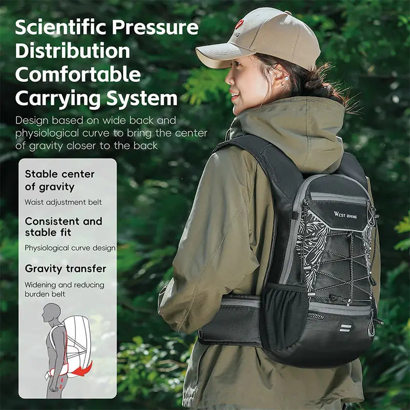 WEST BIKING 7L/16L Cycling Backpack Breathable Reflective Outdoor Climbing Hiking Hydration Backpack Bike Helmet Storage Bag