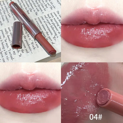 Strawberry Brown Jelly Lipstick Water Gloss Mirror Lip Gloss Moisturizing Hydrating Water Light Lip Stick Non-Sticky Lips Makeup