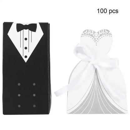 100Pcs Elegant Romantic Cardboard Candy Bag New Year Party Valentines Day Gift Box Wedding Favors For Guest Girlfriend Boyfriend