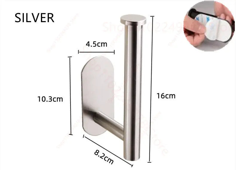 Self adhesive toilet roll paper holder No Drill Towel Rack Stainless Steel wall Mount stand organizer Kitchen Bath Accessories