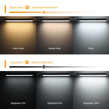 3 Colors Changeable Kitchen Under Cabinet Light Bar Rechargeable USB LED Night Lamp with Human Body Moment PIR Motion Sensor 5V