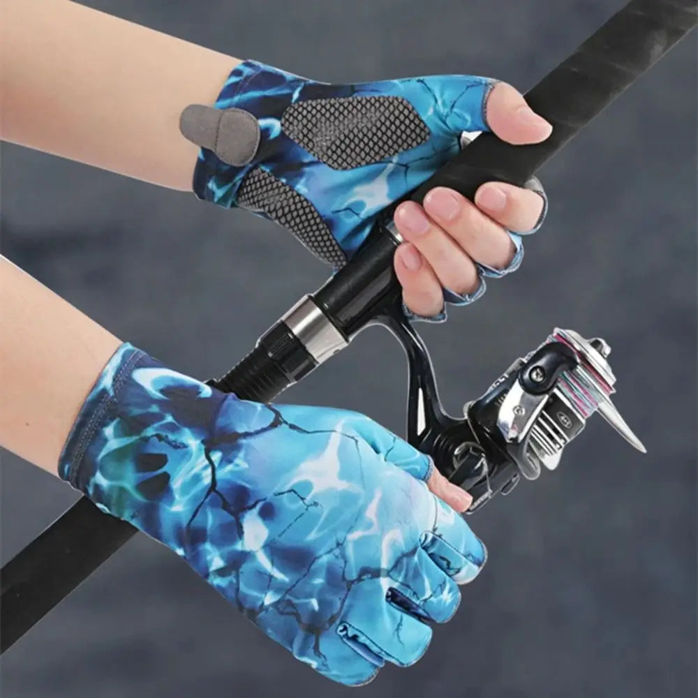 2pcs Elastic Fishing Gloves Profession Breathable Sweat-absorbent Men Cycling Gloves Anti-slip Sun Protection Fingerless Gloves