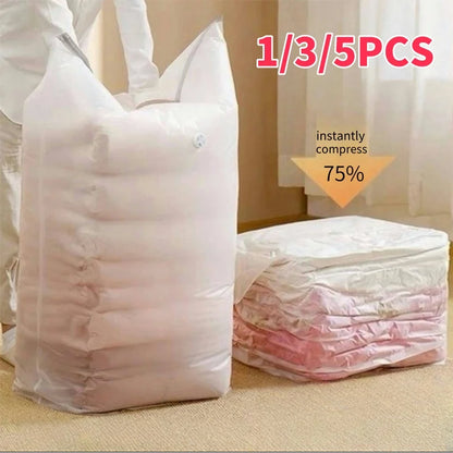 1-5pcs Thick Vacuum Compression Bag No Need Pump Cubic Large Plastic Vacuum Bags Quilt Clothes Storage Bags Travel Packing Bag