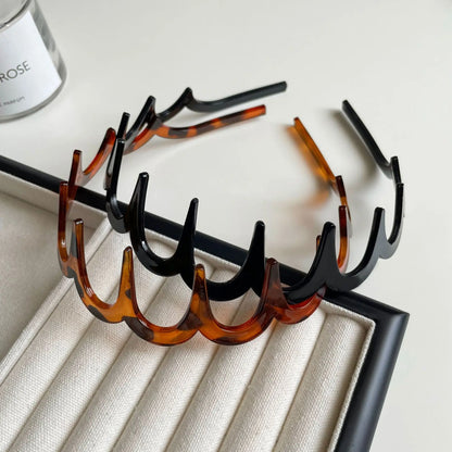 2PCS Fashion Wave Headbands for Women Solid Color Toothed Non-slip Hair Bands Girl Face Wash Sports Hairbands Hair Accessories