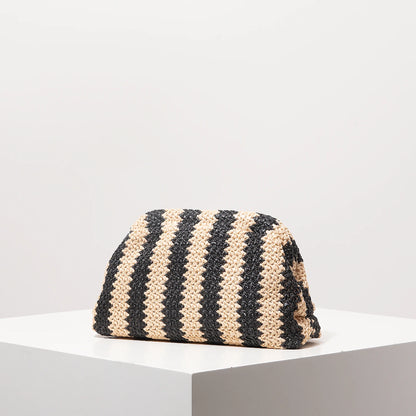 Striped Contrasting Color  Knitted Ladies Clutch Bag，Boho Beach Bags For Women，Travel Must Haves，Vacation Outfits Women，Prom Bag