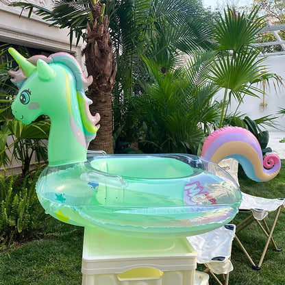 Swim Ring Inflatable Pool Float Baby Rainbow Sequined Unicorn for Kids Swimming Circle Children Swim Ring Pool Toys Floating