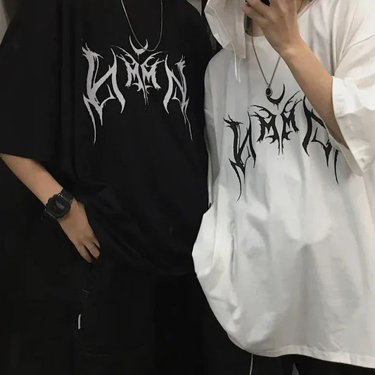 Y2K Women's T-shirt Hip-Hop Loose Punk Letter Printing Women Harajuku Oversize Short-sleeve Tops Y2K Clothing Vintage T Shirt