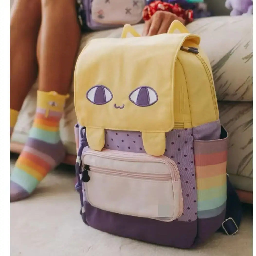 Yellow Kitten Lightweight Schoolbag Cartoon Backpack Cute Portable Stain-Resistant Bag Women's Ins Fashion Trendy Backpack