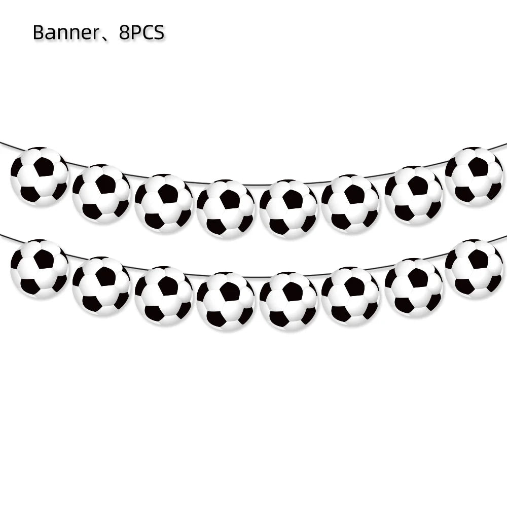 White Football Birthday Party Decorations Soccer Disposable supplies Tablecloth bag balloons children favors Kids Boys Baby game