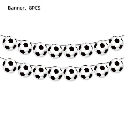 White Football Birthday Party Decorations Soccer Disposable supplies Tablecloth bag balloons children favors Kids Boys Baby game