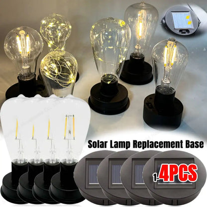 7cm Solar Lamp Base with LED Bulb Solar Lights Replacement Anto On & Off Atmosphere Decorate Light Holder for Outdoor Garden