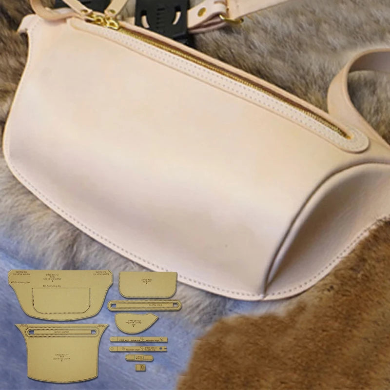 YOMDID 9PCS Handmade Leather Chest Bag Crossbody Backpack Making Sewing Pattern Kraft Template DIY Purse Making Kraft Stencil