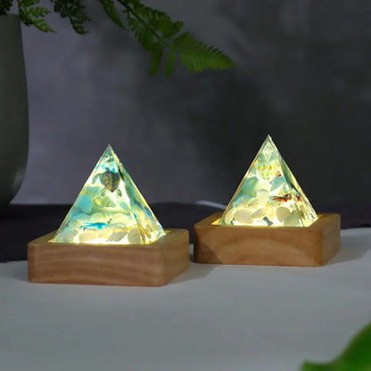 Cute Pyramid Turtle Jellyfish Shark Shell Epoxy Resin Desk Ornaments Children Bedroom Room Decoration for Kids Gift Glow Night