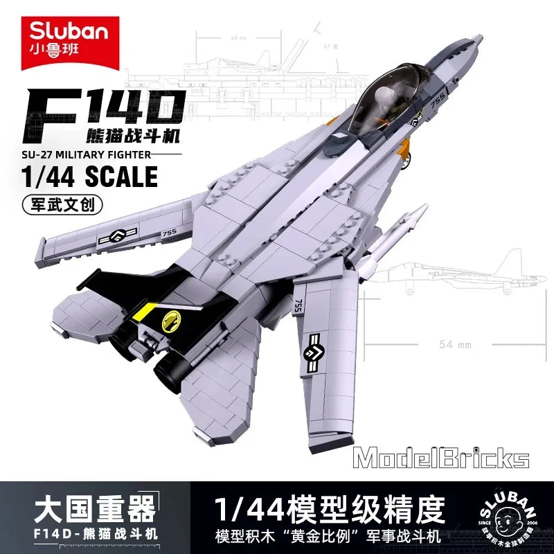 Sluban WW2 Military F-14 Su-27 F/A-18 Fighter Air Weapon Building Blocks MI-24 Ka-52 Helicopter Classic Model Aircraft Toys Gift