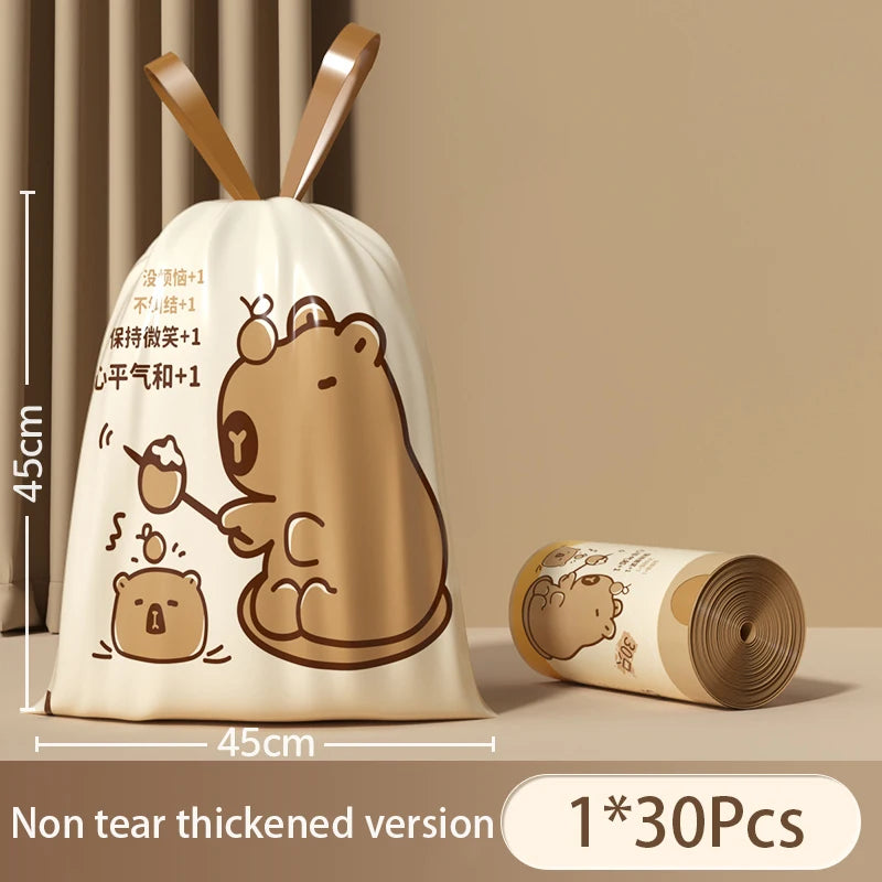 Thickened Tear-Free Drawstring Garbage Bag Portable Large Kitchen Cleaning Bag Household Essential