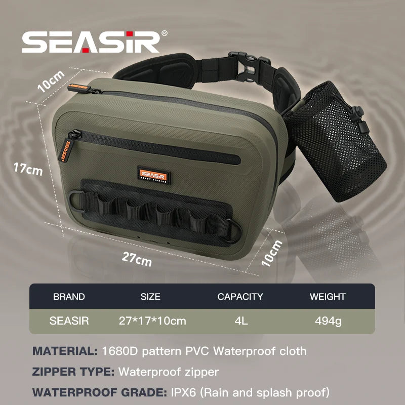 Seasir Waterproof Fishing Waist Bag Multifunctional Suspension large capacity 4L Bag 1680D PVC fishing storage bag