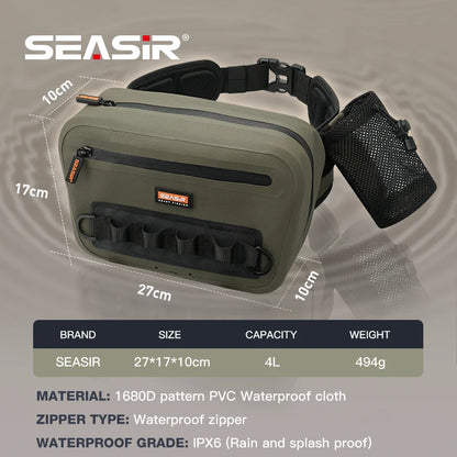 Seasir Waterproof Fishing Waist Bag Multifunctional Suspension large capacity 4L Bag 1680D PVC fishing storage bag