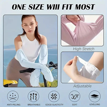 Sun Protection Ice Sleeve Gloves UV Protection Women Summer Driving Cycling Arm Sleeves Adjustable Cuffs Loose