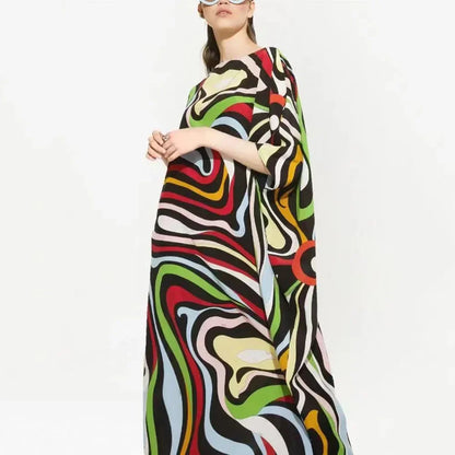 Y2K Style Cover-ups for Swimwear Women 2024 Summer New Print Loose Long Robe Sun Protection Beachwear Bathing Suit One Size