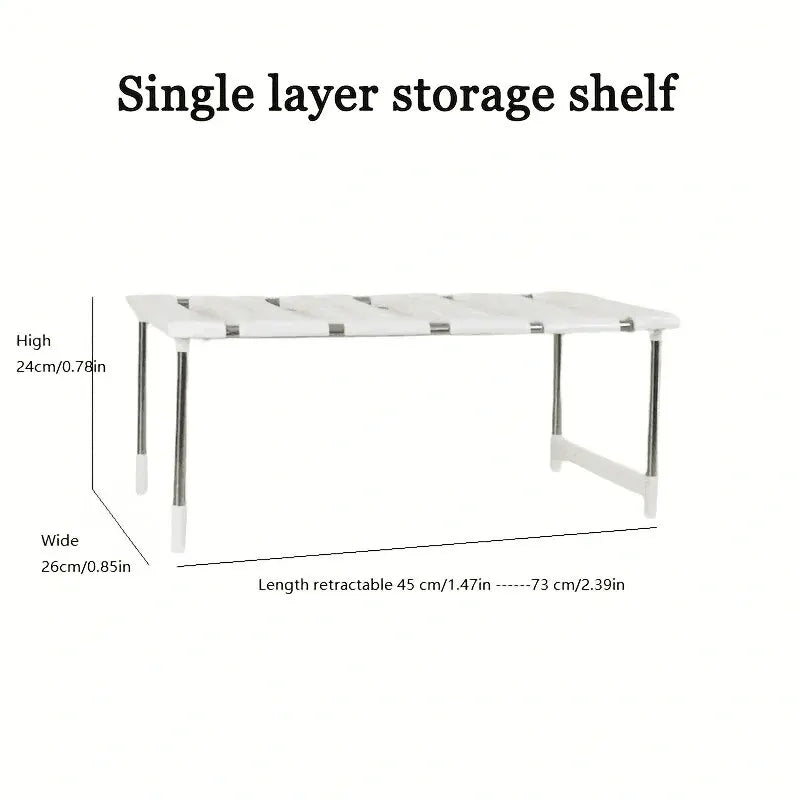 Stainless steel storage organizer shelf, kitchen double-layer storage shelf, retractable storage shelf, cabinet storage organize