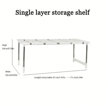 Stainless steel storage organizer shelf, kitchen double-layer storage shelf, retractable storage shelf, cabinet storage organize