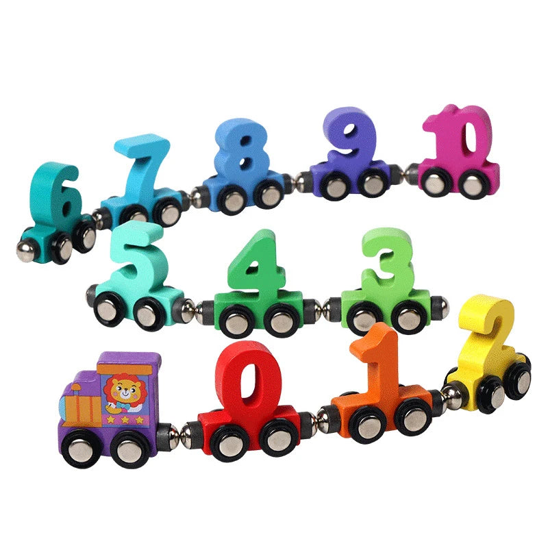 1 Set Wooden Magnetic Number Train Toys Montessori Educational Toy Train Kit Early Cognition Learning Teaching Sets For Toddlers