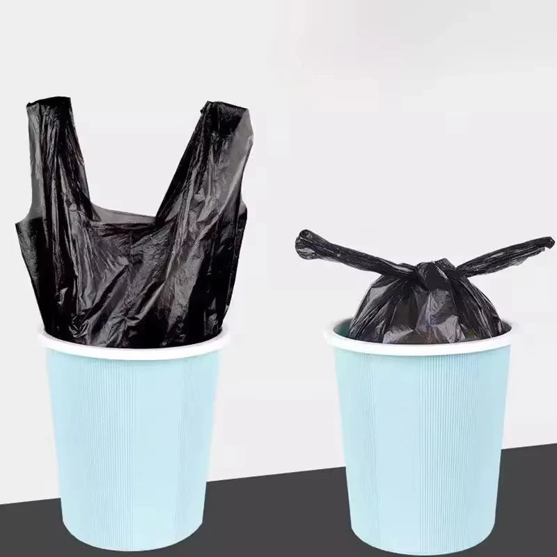 Thickened Black Garbage Bag Trash Pouch Household Disposable Garbage Bag Vest Type Plastic Trash Bags for Kitchen Toilet Office