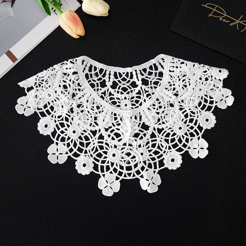 Summer Knitted Hollow Thin Lace Fake Collar Shawl Pullover Short Suspender Skirt False Collar Detachable Collars Sun Protection