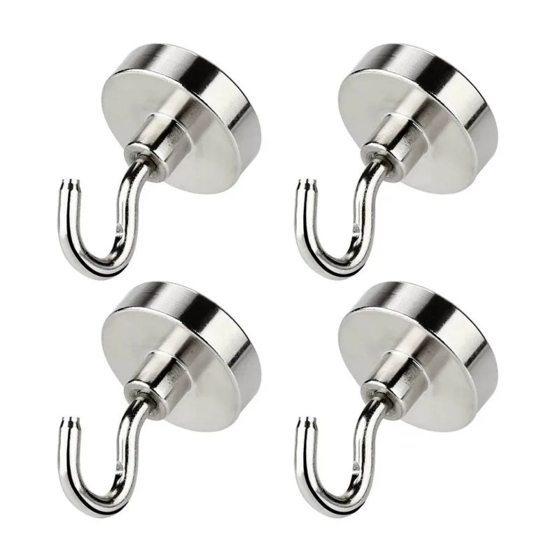 1-8 PCS Strong Neodymium Magnetic Hook Hold Up To 12kg 5Pounds Diameter 20mm  Magnets Quick Hook For Home Kitchen Workplace etc
