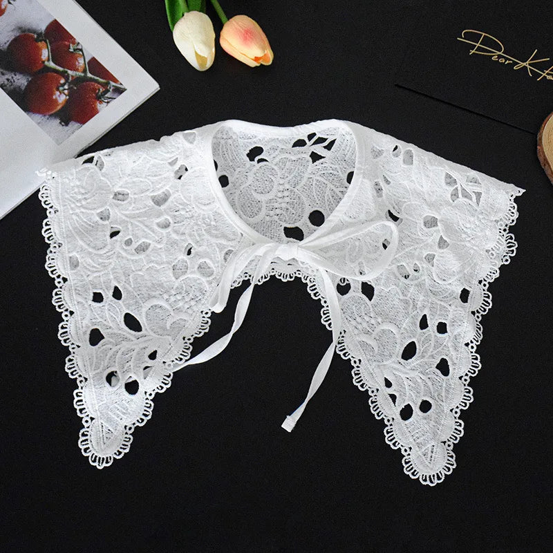 Summer Knitted Hollow Thin Lace Fake Collar Shawl Pullover Short Suspender Skirt False Collar Detachable Collars Sun Protection