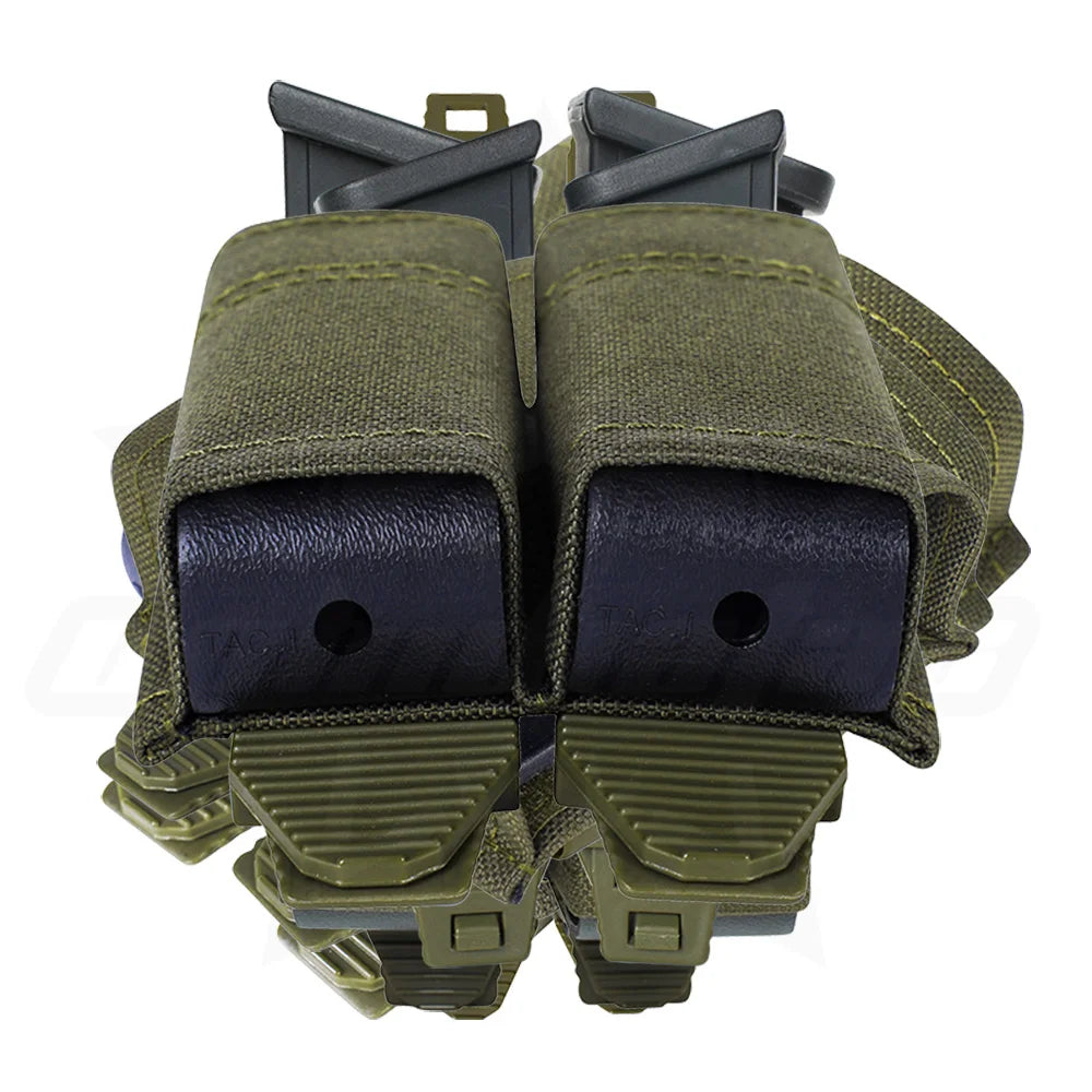 OPHIDIAN MOLLE Mag Pouch FAST 9MM Double Mag Bag Hunting CS Games Air soft Holder With Nylon Support Clip
