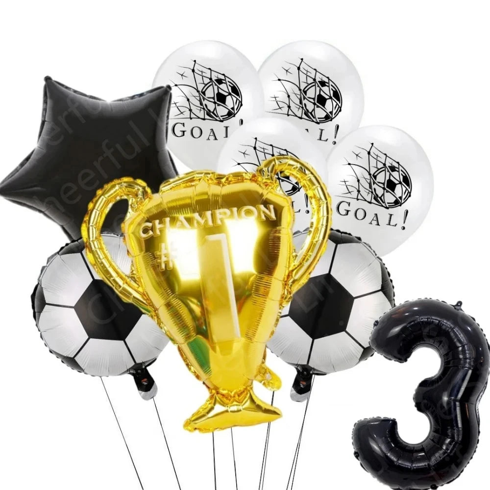 White Football Birthday Party Decorations Soccer Disposable supplies Tablecloth bag balloons children favors Kids Boys Baby game
