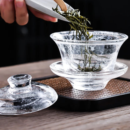 Snow Crystal Glass Tea Tureen Glazed Tea Maker Kung Fu Tea Set High-grade Tea Cup Large Transparent Built Lamp Best Gift
