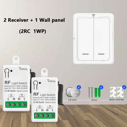 RF 433Mhz Wireless Light Switch 10A Mini Relay Receiver 1/2/4 Gang wall Panel Remote Control Interruptor For LED Lamp 110V 220V