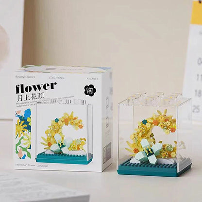 New product 7345-7348 Star Flower Language Rainbow Bouquet Assembled Toys Girls Rose Building Block Ornaments