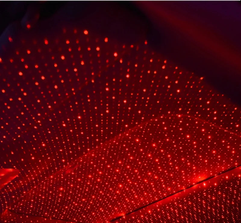 USB Car Interior Atmosphere Star Sky Lamp Ceiling Roof Light Car Ambient Light LED Projector Mini LED Car Roof Star RED Light