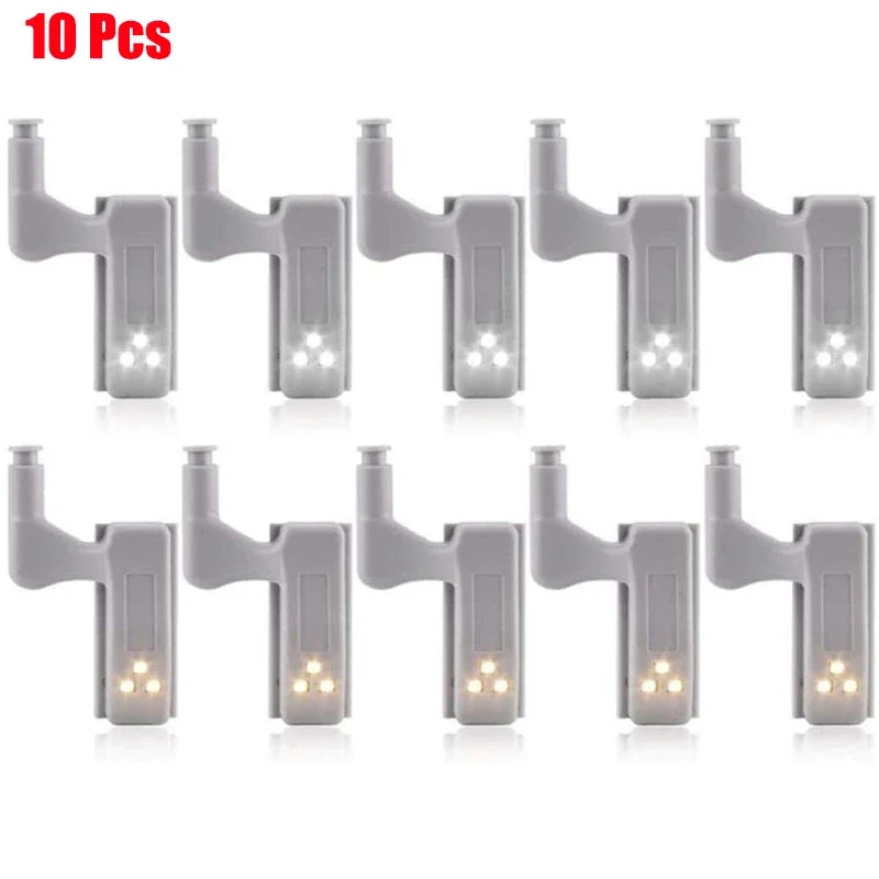 1-12Pcs Universal LED Inner Hinge Lamp Cabinet Induction Light Wardrobe Cupboard Sensor Lamp Bedroom Kitchen Closet Night Lights