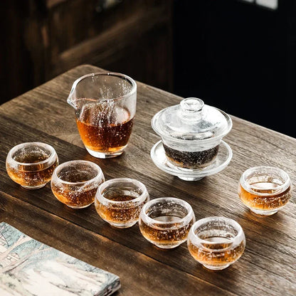 Snow Crystal Glass Tea Tureen Glazed Tea Maker Kung Fu Tea Set High-grade Tea Cup Large Transparent Built Lamp Best Gift