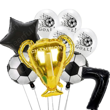 White Football Birthday Party Decorations Soccer Disposable supplies Tablecloth bag balloons children favors Kids Boys Baby game